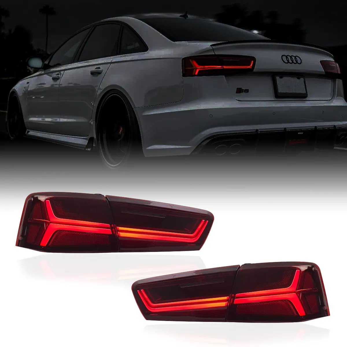 Audi A6/S6 C7 LED Tail Lights — LCI Look — Pre-Facelift Sedan (2012–2015)