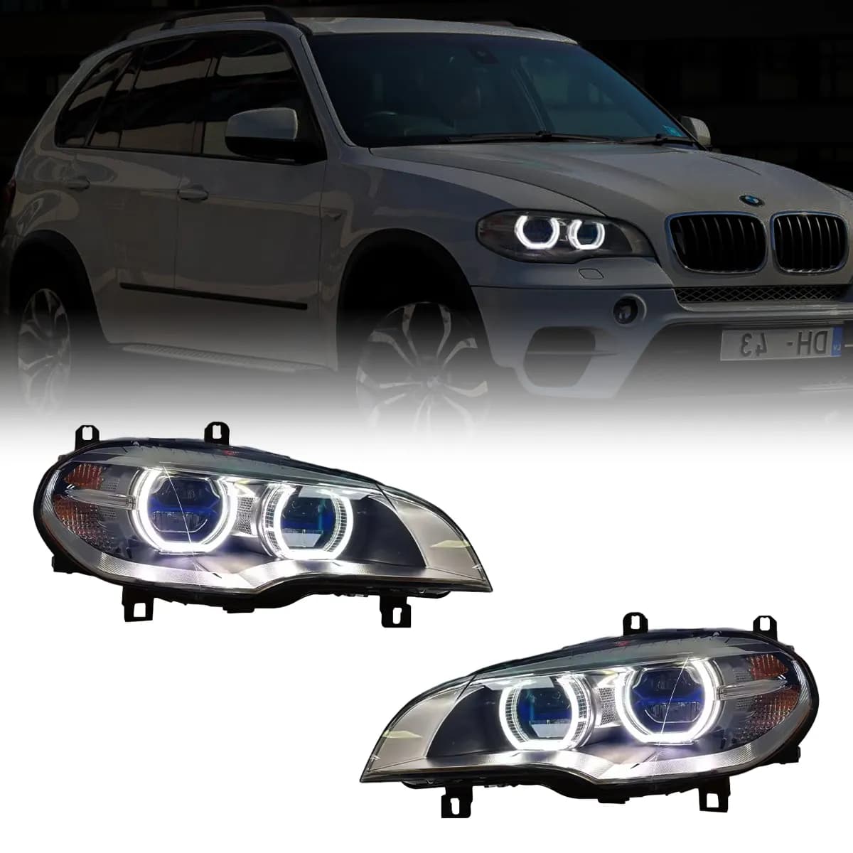 BMW X5 (E70) LED Angel-Eye Headlights — OEM+ Plug-and-Play (2008-2013) (LHD)