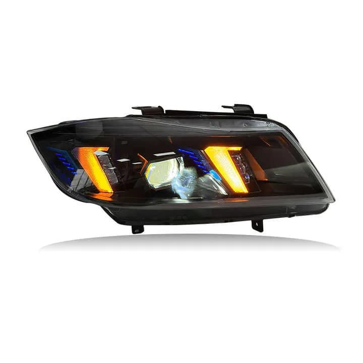 BMW E90 Aggressive Black Housing LED Headlights (Pre-LCI & LCI) 2005–2012 - White (LHD)