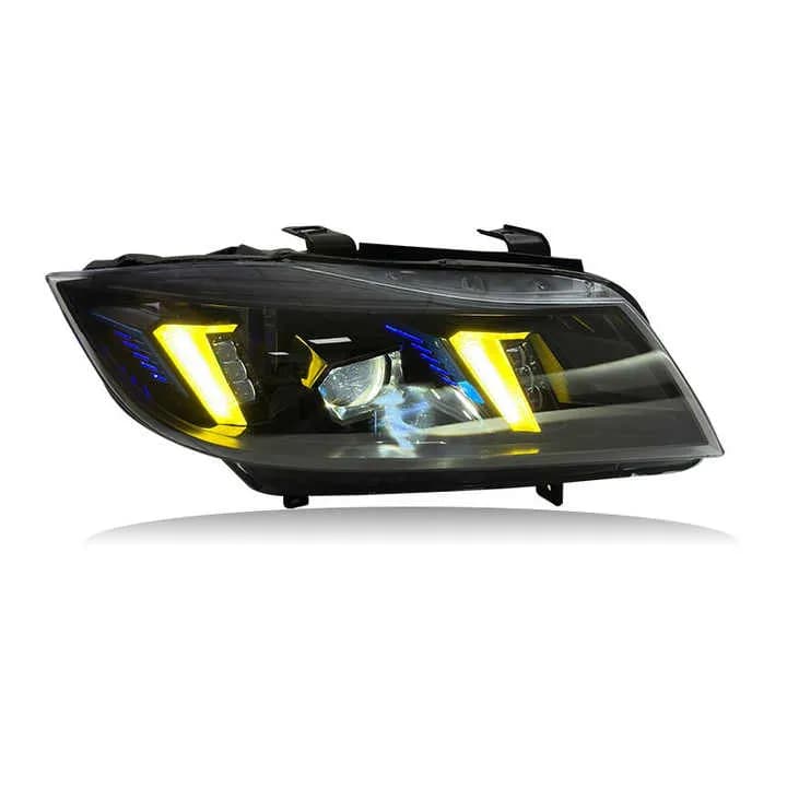 BMW E90 Aggressive Black Housing LED Headlights (Pre-LCI & LCI) 2005–2012 - White (LHD)