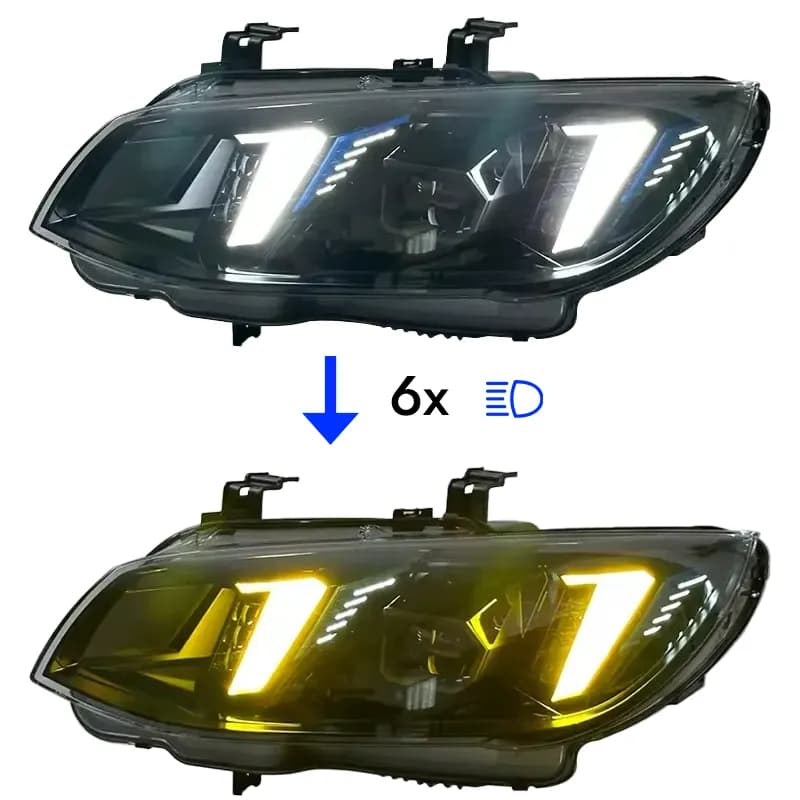 BMW E92 Coupe & E92 M3 Aggressive Black Housing LED Headlights — Arrow-DRL 2010–2013 - White (LHD)