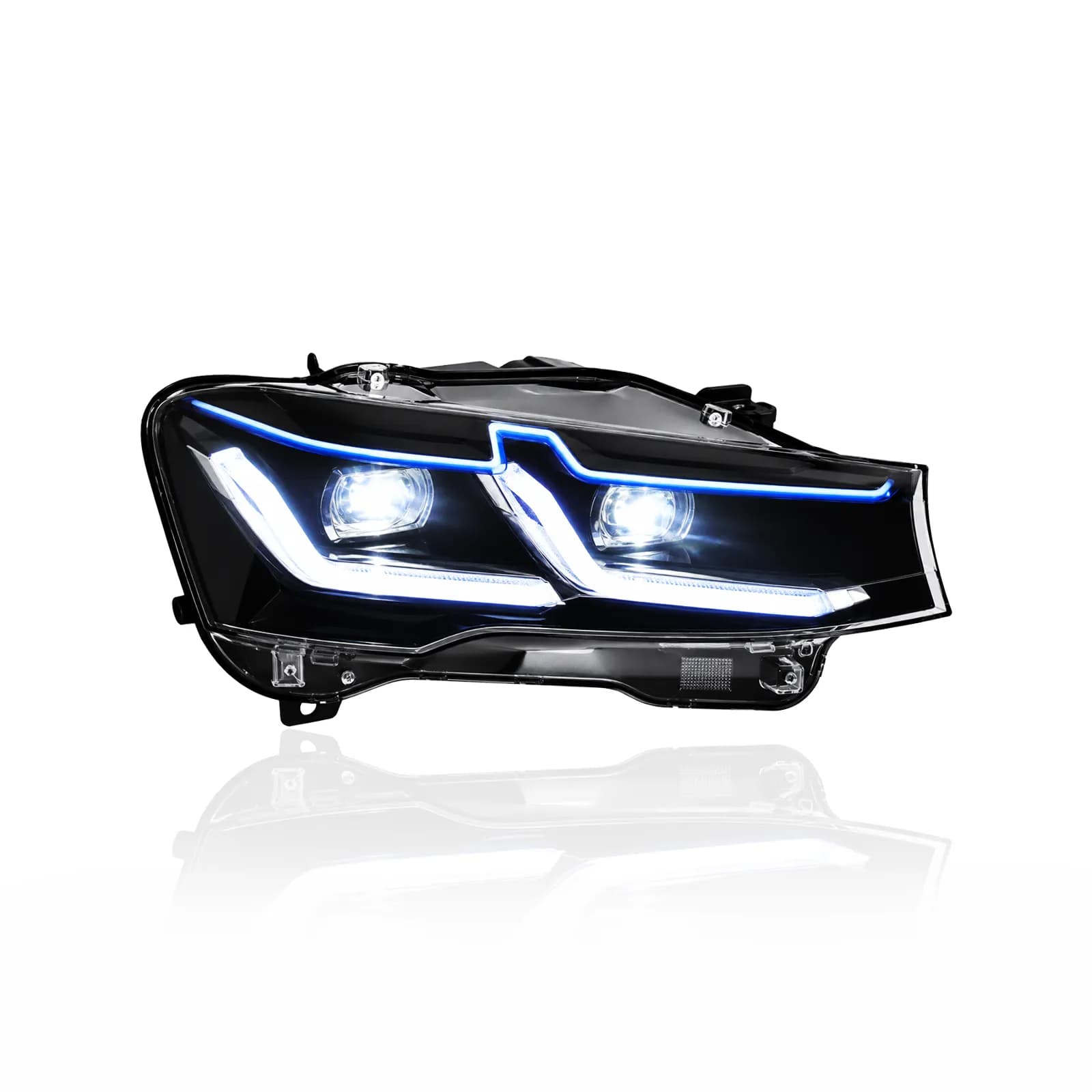 BMW X3 F25 & X4 F26 Laser-Look LED Headlights — L-Shaped DRL, Blue Accent — LCI Shape, Xenon — 20...