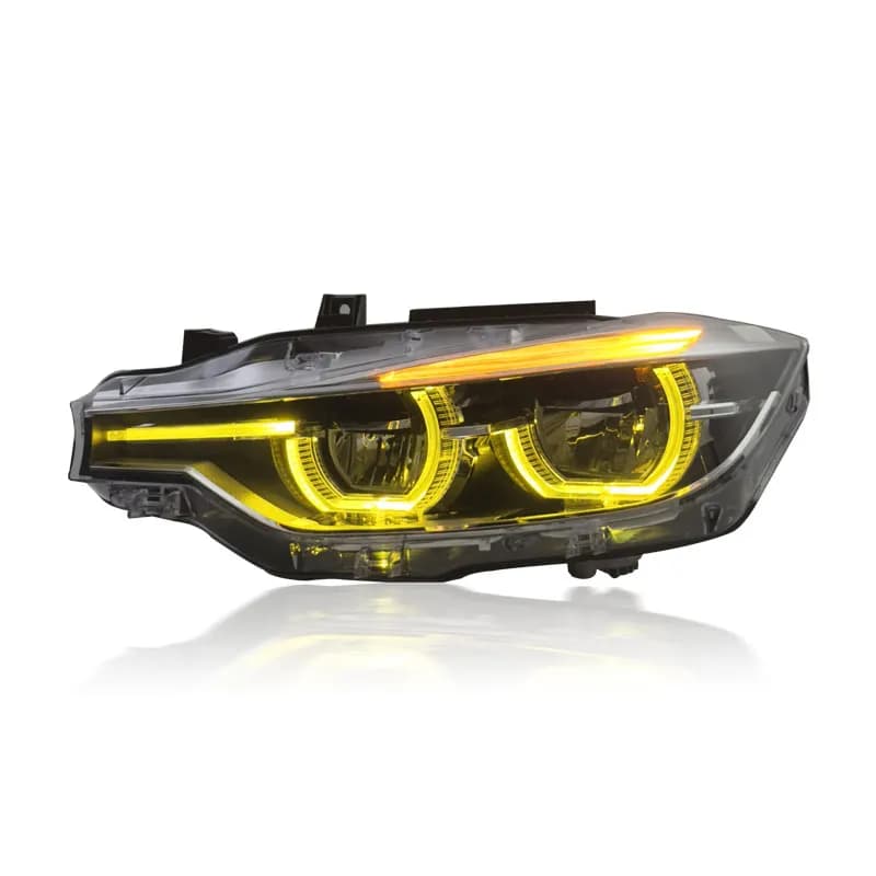 ICON-Style BMW 3 Series (F30/F31) LED Headlights — Yellow DRL — GTS/CSL Style — 2012-2018