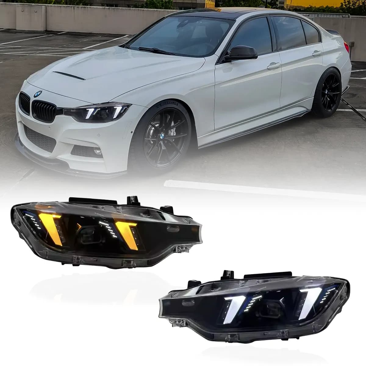 BMW F30/F31 2024+ Arrow-Style LED Headlights  - White (LHD)
