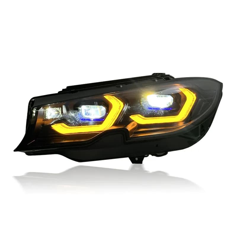 BMW G20/G21 LED Headlights — G80 M3-Style — CSL Yellow/White DRL — 2019–2022 - White (LHD)
