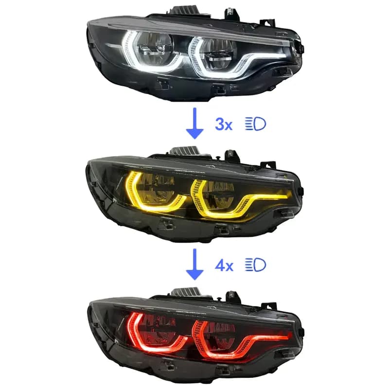 CSL Icon-Style LED Headlights — BMW 4 Series, M3 & M4 (F32/F80/F82) - White (LHD)