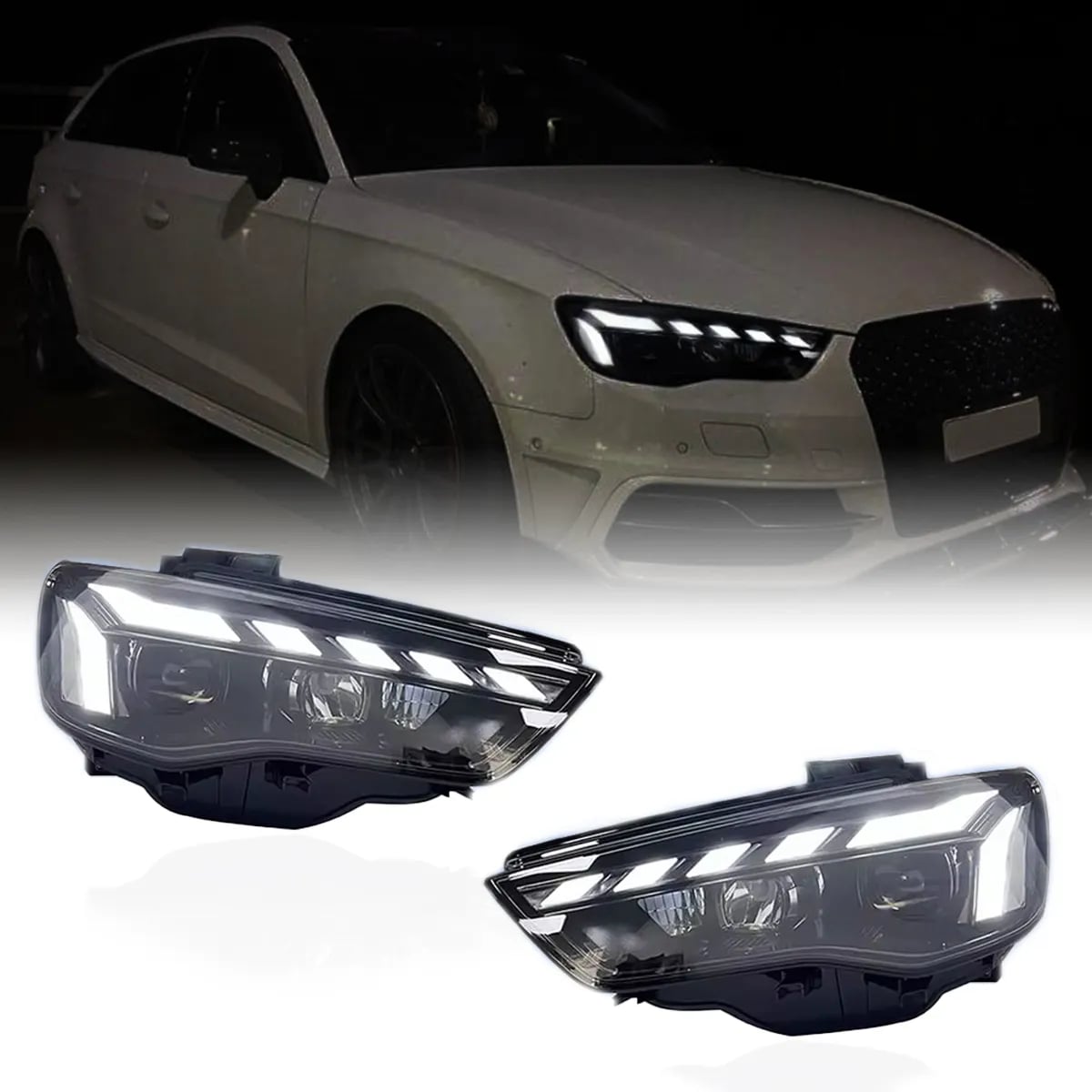 Audi A3 / S3 / RS3 8V (2012–2016) — 8Y-Style Full LED Headlights — Sequential Signals