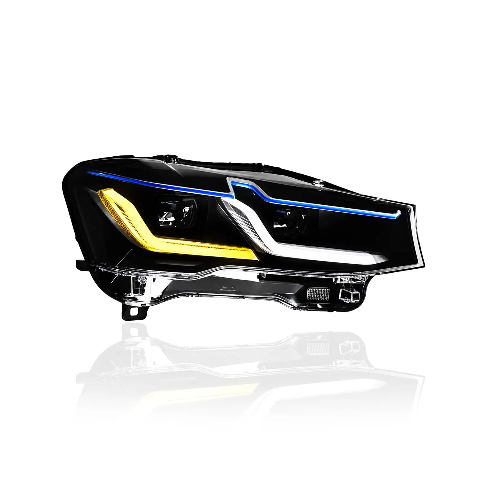 BMW X3 F25 & X4 F26 Laser-Look LED Headlights — L-Shaped DRL, Blue Accent — LCI Shape, Xenon — 2010–2018 thumbnail 3