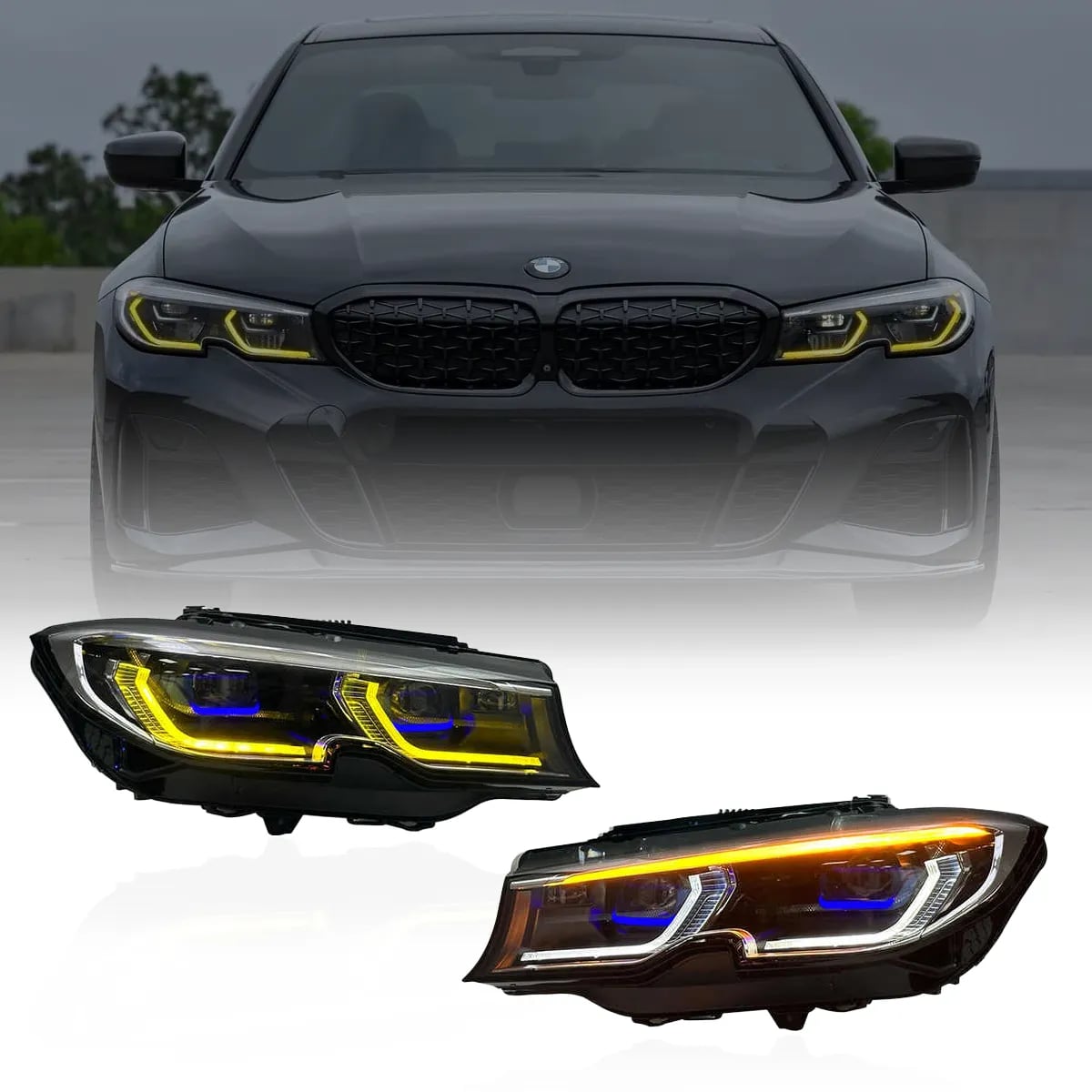 BMW G20/G21 Laser-Look LED Headlights — GTS/CSL Yellow/White DRL Upgrade — 2019–2022