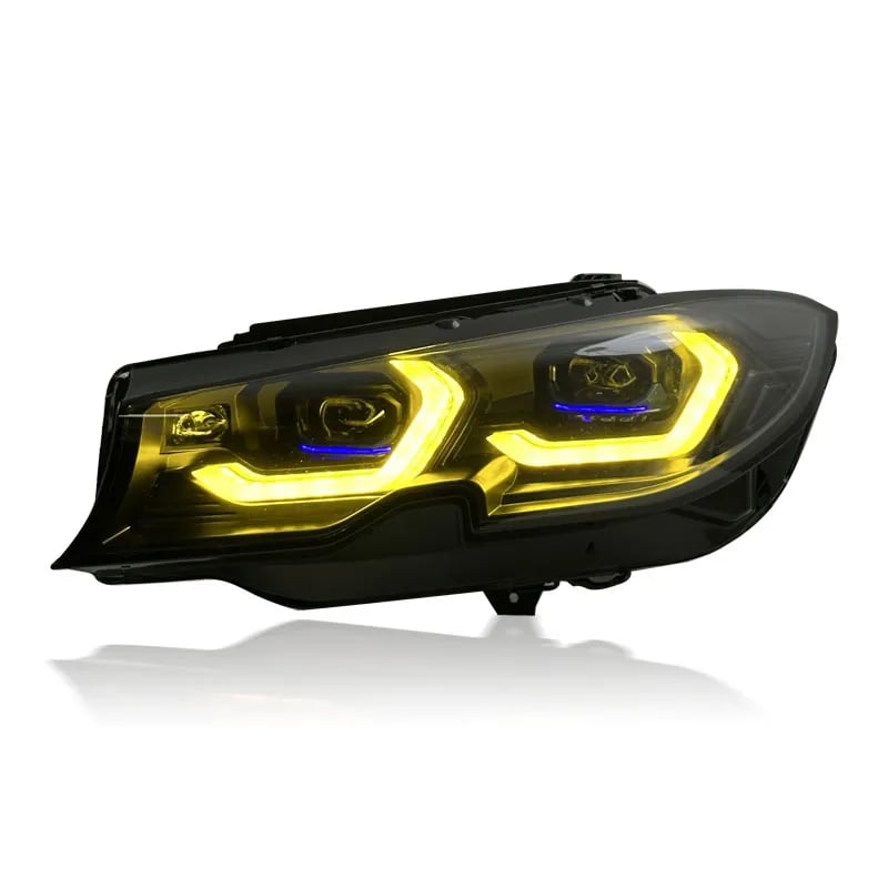 BMW G20/G21 LED Headlights — G80 M3-Style — CSL Yellow/White DRL — 2019–2022