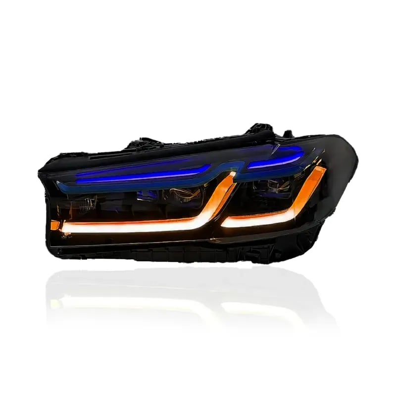 BMW 5 Series (G30) Laser-Look Headlights — LCI Style — CSL Yellow/White DRL — Pre-LCI & LCI 2018–2023 thumbnail 4