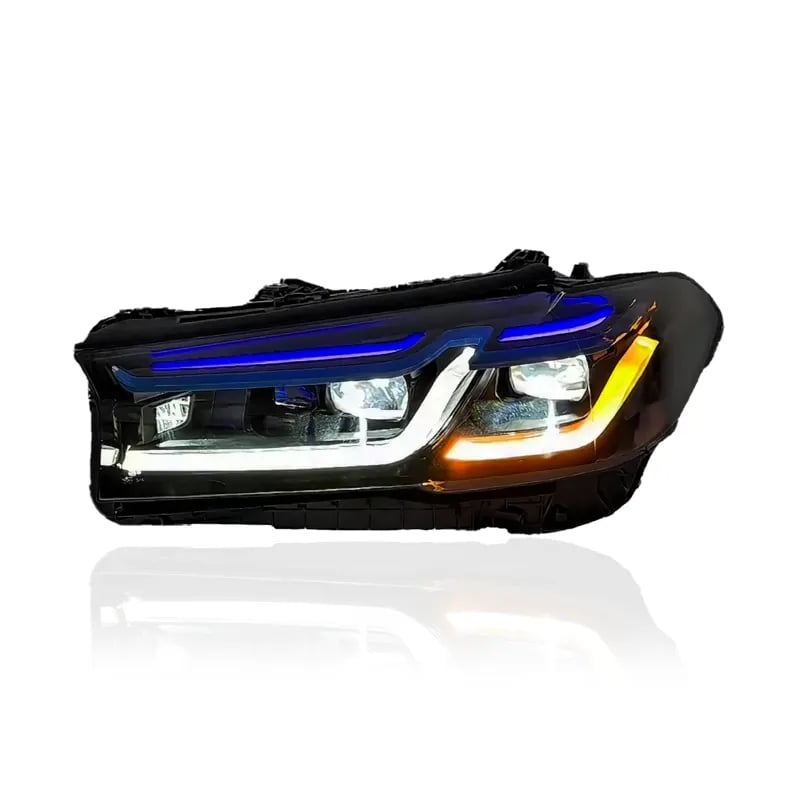 BMW 5 Series (G30) Laser-Look Headlights — LCI Style — CSL Yellow/White DRL — Pre-LCI & LCI 2018–2023 thumbnail 4