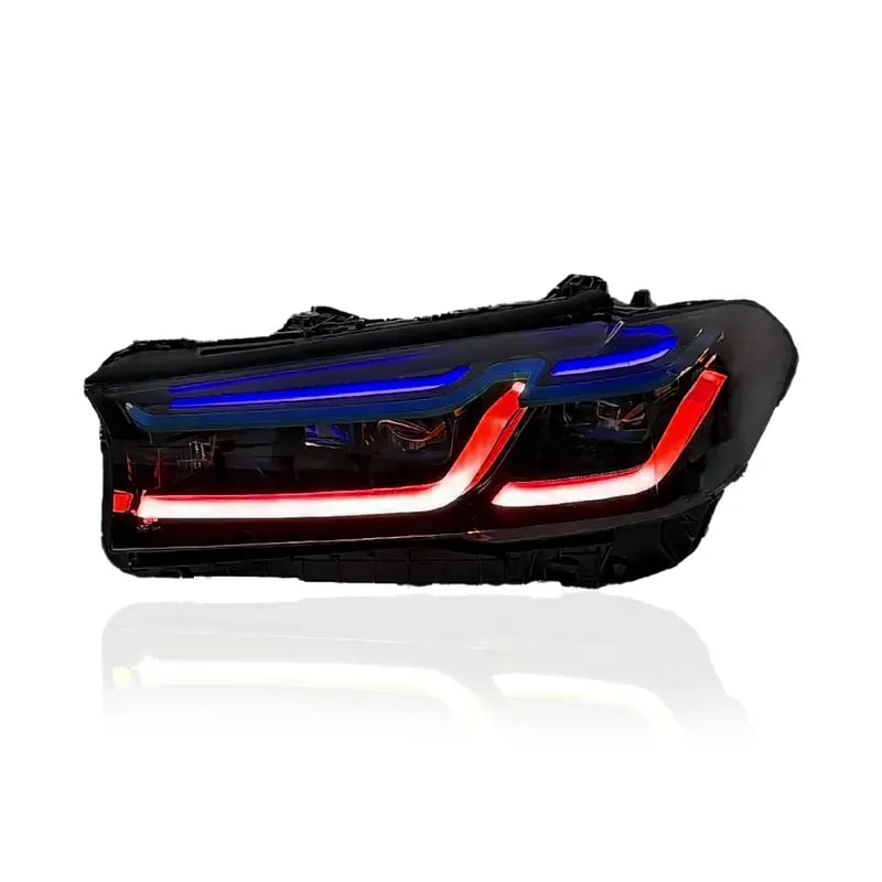 BMW 5 Series (G30) Laser-Look Headlights — LCI Style — CSL Yellow/White DRL — Pre-LCI & LCI 2018–2023 thumbnail 3