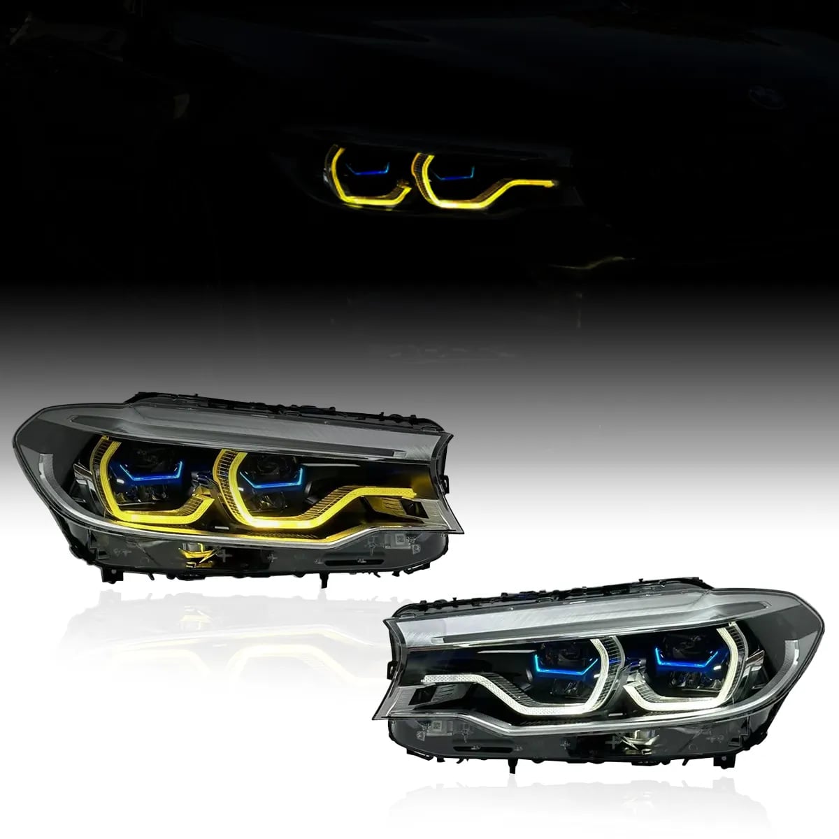 BMW G30 Pre-LCI LED Headlights - Switchable CSL Yellow DRLs (2017-2020)