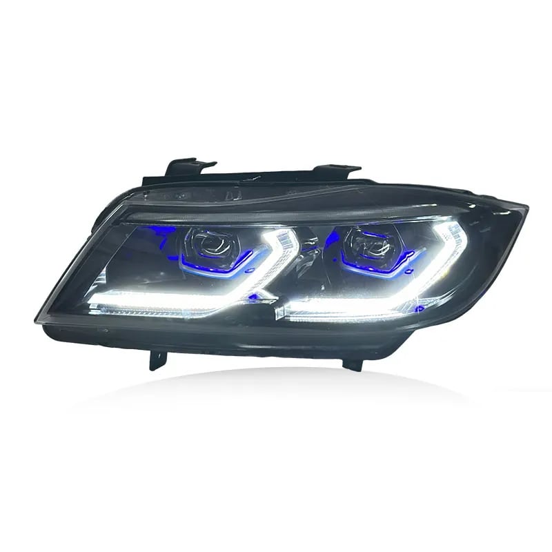 BMW E90 LED Twin Projector Headlights — Switchable White/Yellow DRL — Pre-LCI & LCI (2005–2012)