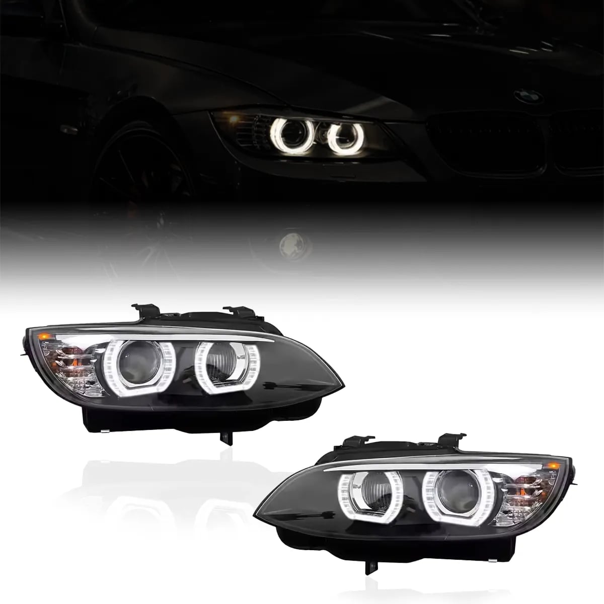 BMW 3. sērijas Coupe (E92) un M3 Angel Eyes Halo LED lēcu lukturi — Pre-LCI un LCI (2007–2013)