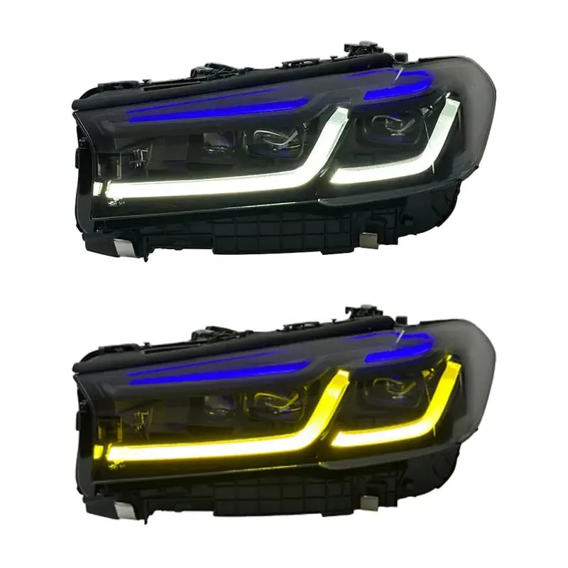 BMW 5 Series (G30) Laser-Look Headlights — LCI Style — CSL Yellow/White DRL — Pre-LCI & LCI 2018–2023 thumbnail 7