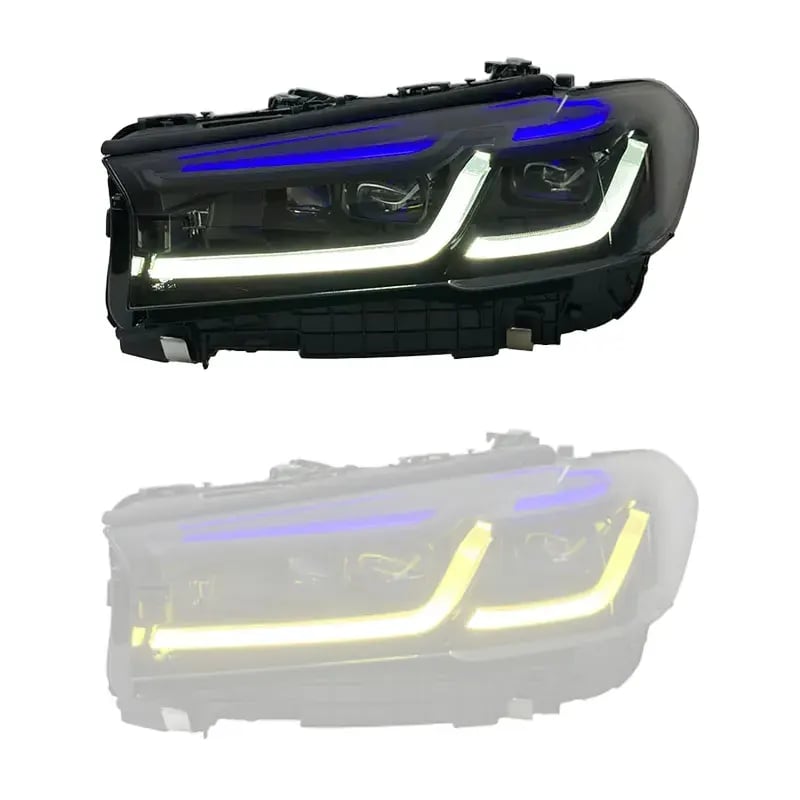 BMW 5 Series (G30) Laser-Look Headlights — LCI Style — CSL Yellow/White DRL — Pre-LCI & LCI 2018–2023 thumbnail 8