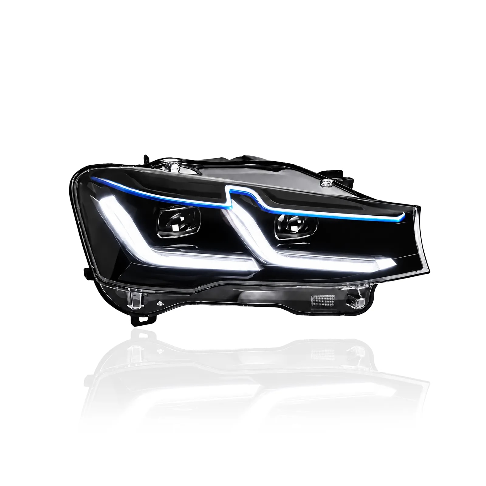 BMW X3 F25 & X4 F26 Laser-Look LED Headlights — L-Shaped DRL, Blue Accent — LCI Shape, Xenon — 20...