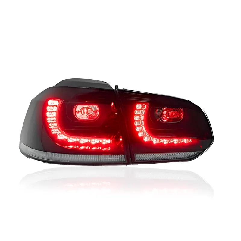 VW Golf Mk6 (Typ 5K) GTI/R-Style Full LED Tail Lights — Sequential Turn Signals — 2008–2014 - Red...