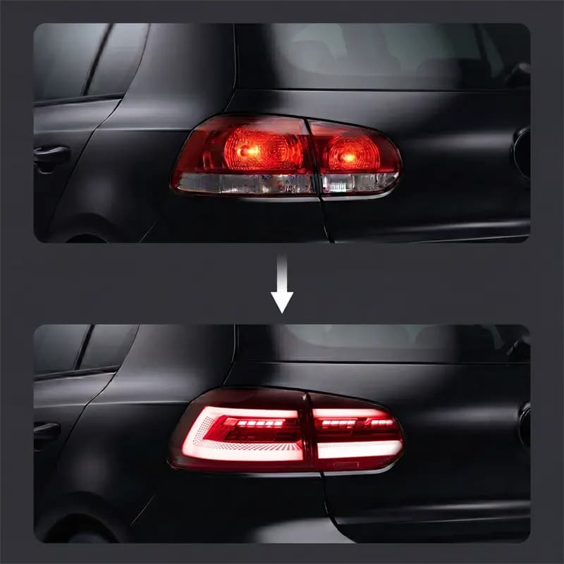 VW Golf Mk6 (Typ 5K) Mk8-Style LED Tail Lights — Sequential Turn Signals — 2008–2014 (LHD)