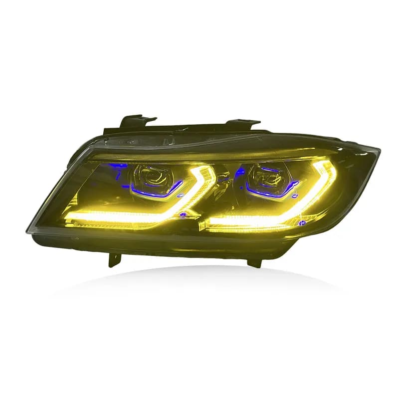 BMW E90 LED Twin Projector Headlights — Switchable White/Yellow DRL — Pre-LCI & LCI (2005–2012)