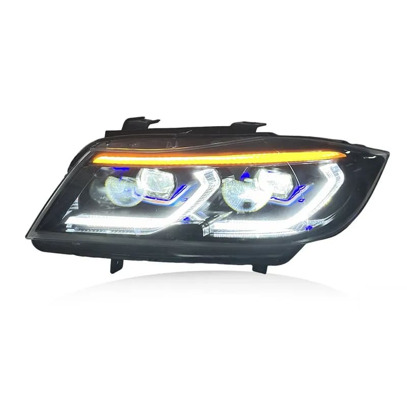 BMW E90 LED Twin Projector Headlights — Switchable White/Yellow DRL — Pre-LCI & LCI (2005–2012)