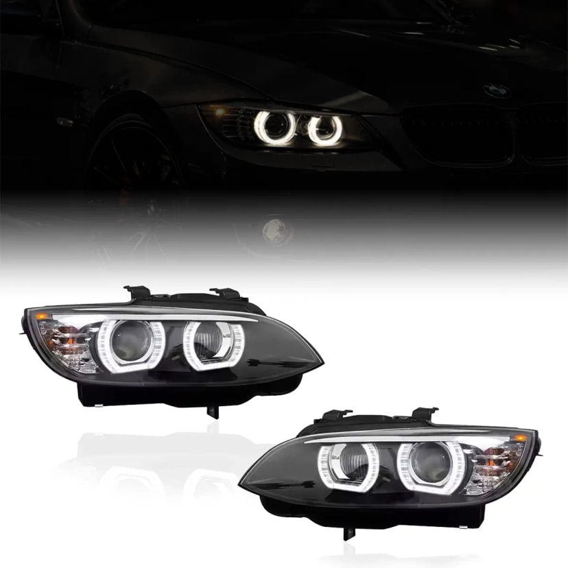 BMW 3 serijos kupė (E92) ir M3 „Angel Eyes“ halo LED projektoriniai žibintai — Pre-LCI ir LCI (2007–2013)