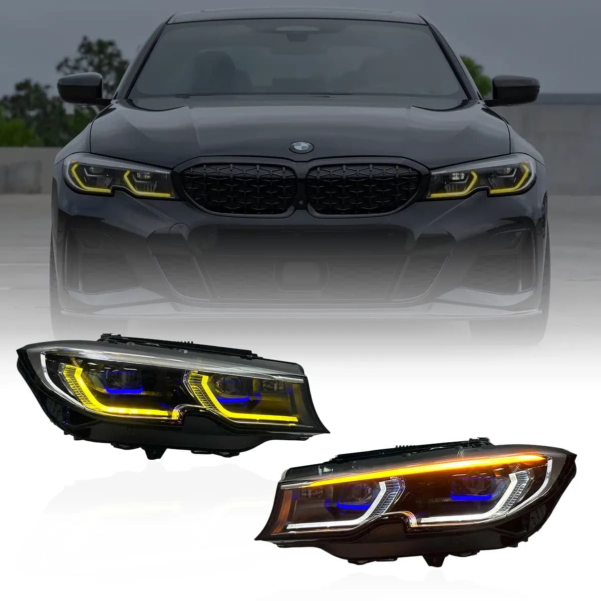 BMW G20/G21 LED Headlights GTS/CSL Style — Yellow/White DRL — 2019-2022