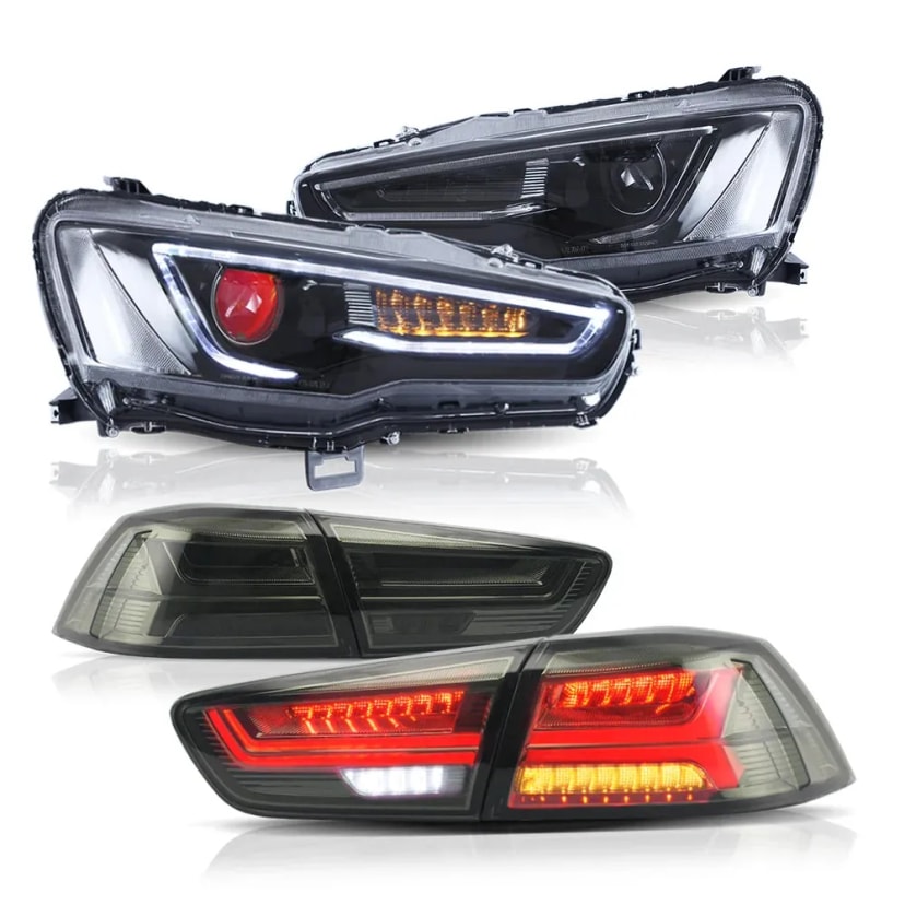 Mitsubishi Lancer Headlights EU + Smoked Tail lights 2008-2017