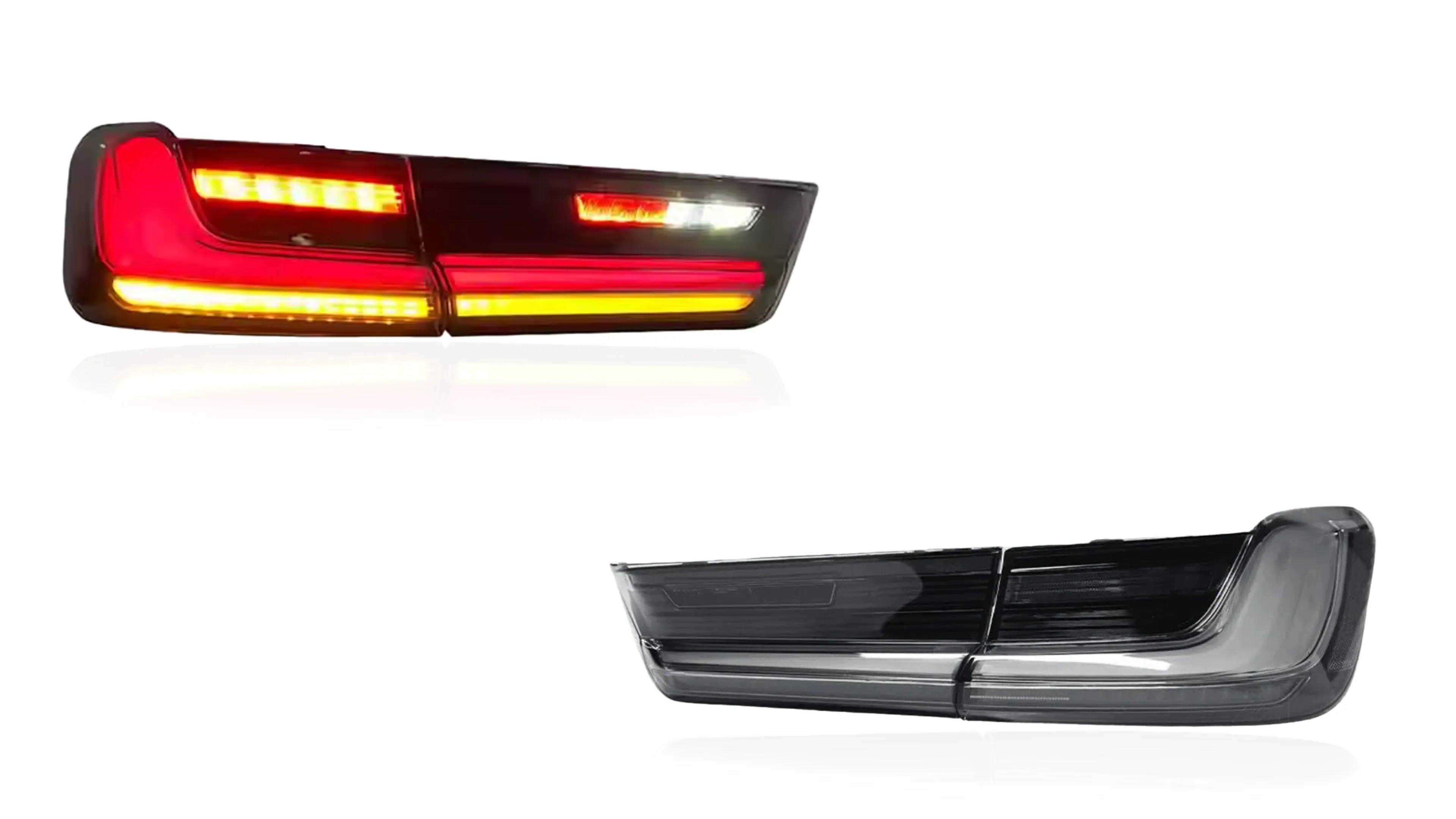 Piloto trasero LED transparente estilo OEM para BMW G20 — vista tres cuartos