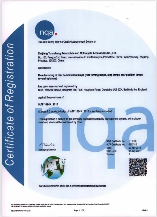 Certyfikat systemu jakości automotive IATF 16949