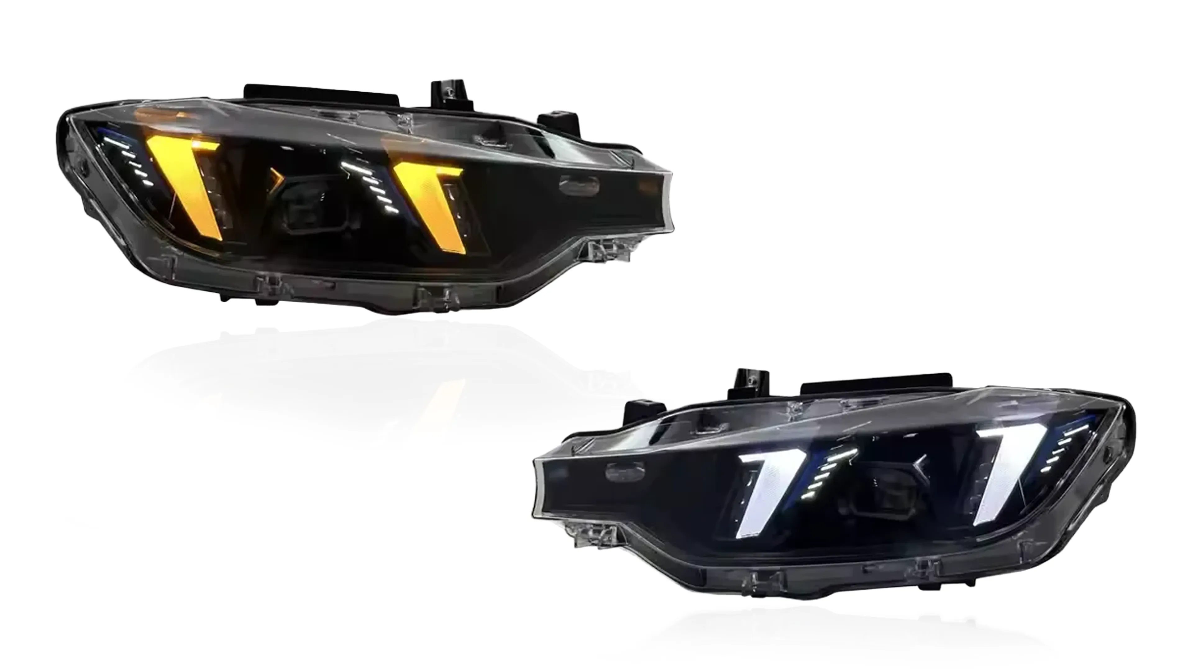 BMW F30/F31 — faro VLAND Snake Eye en vista tres cuartos