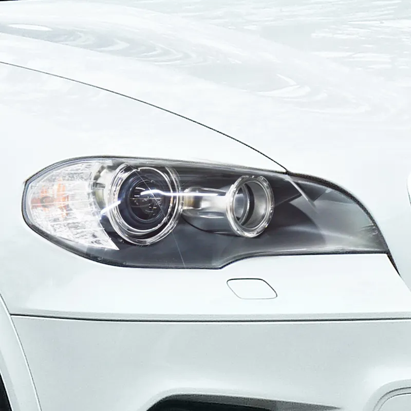 Werksseitiger Halogenscheinwerfer des BMW X5 E70 mit Reflektoren und Corona-Ringen