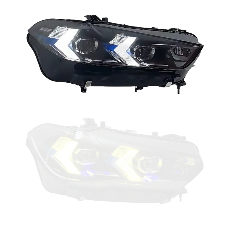 Snake-Eye-Scheinwerfer in LCI-Optik für BMW X5 G05 — dauerhaft weißes, pfeilförmiges Tagfahrlicht im OEM-Facelift-Look