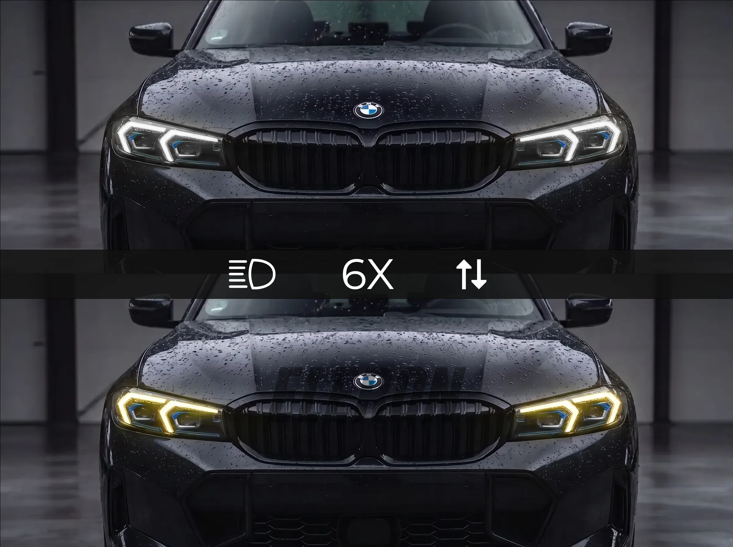 Feux de jour blancs et jaunes commutables sur les phares style LCI de la BMW G20 — 6 appels de phares pour changer