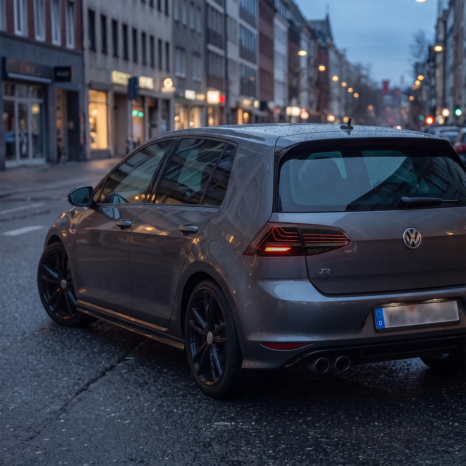 VW Golf Mk7 with CSL laser-style LED taillights installed — laser filament light architecture