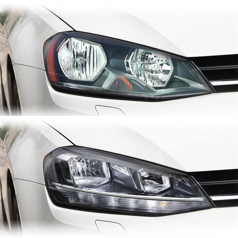 VW Golf Mk7 factory halogen headlight — visible bulbs and reflector optics