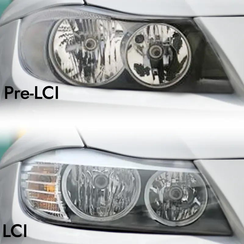 E90 Halogen headlights — Pre-LCI and LCI comparison