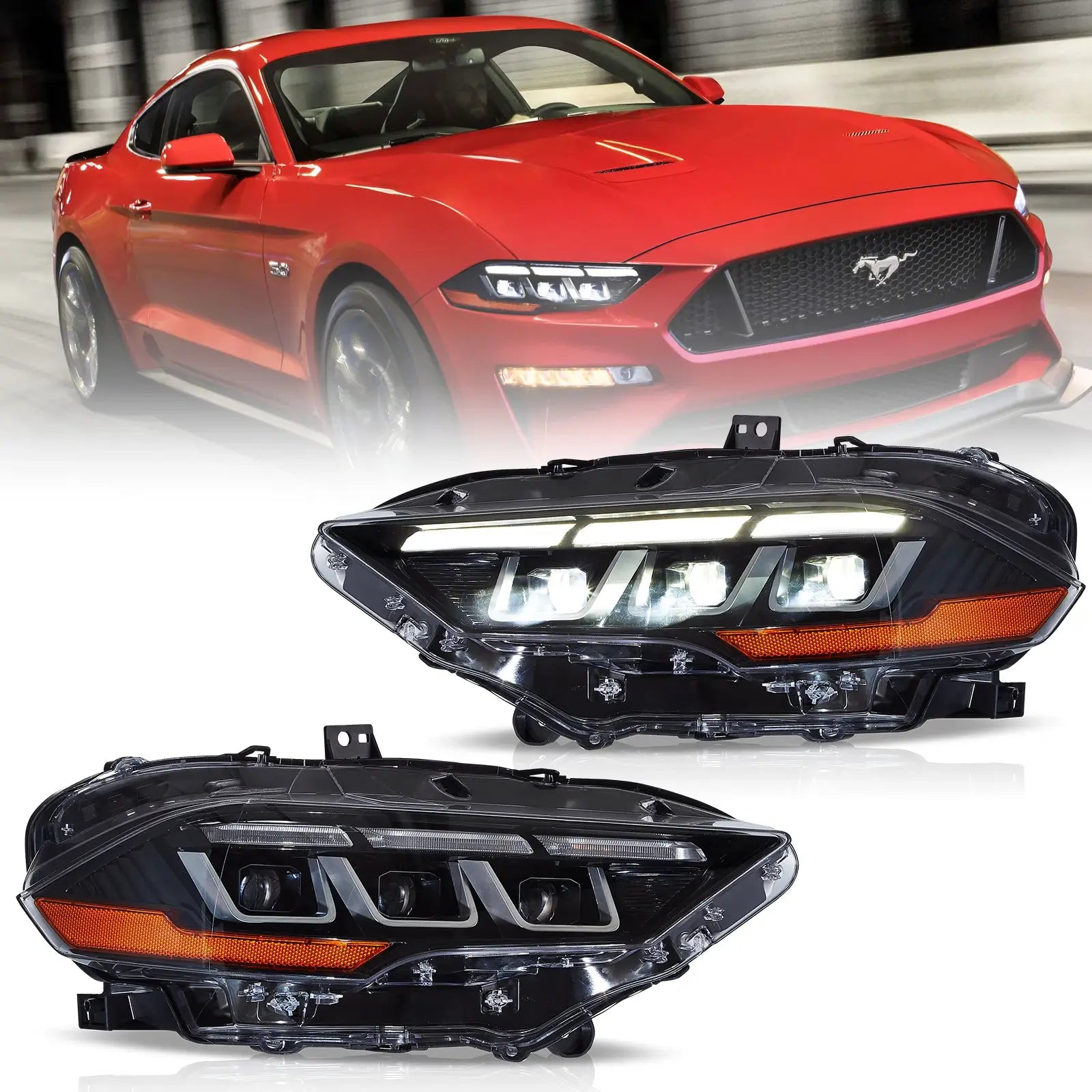 Ford Mustang Reflektory Full LED S650 Style 2018-2024