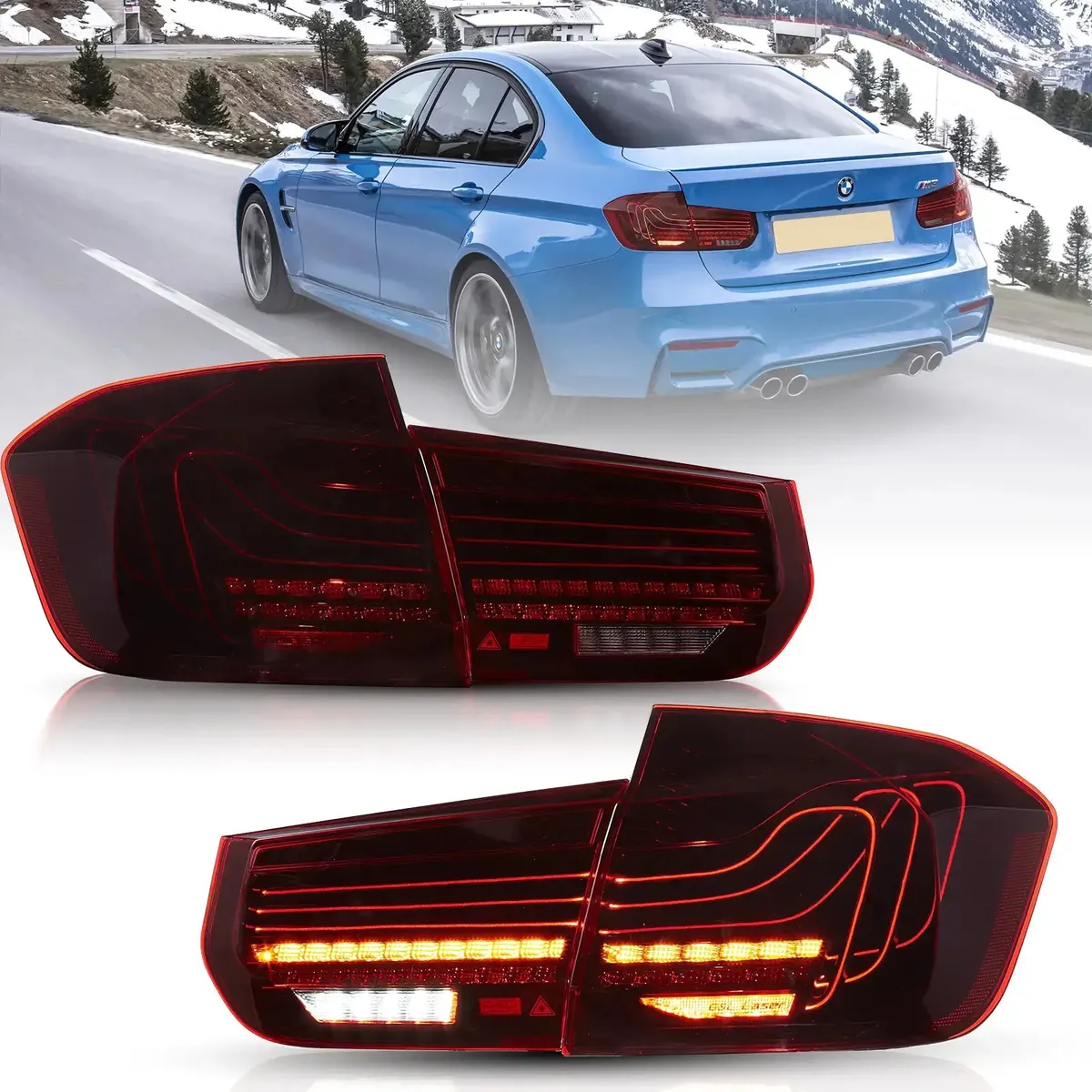 BMW 3 Series Tail lights EU CSL Style 2012-2019 - Red