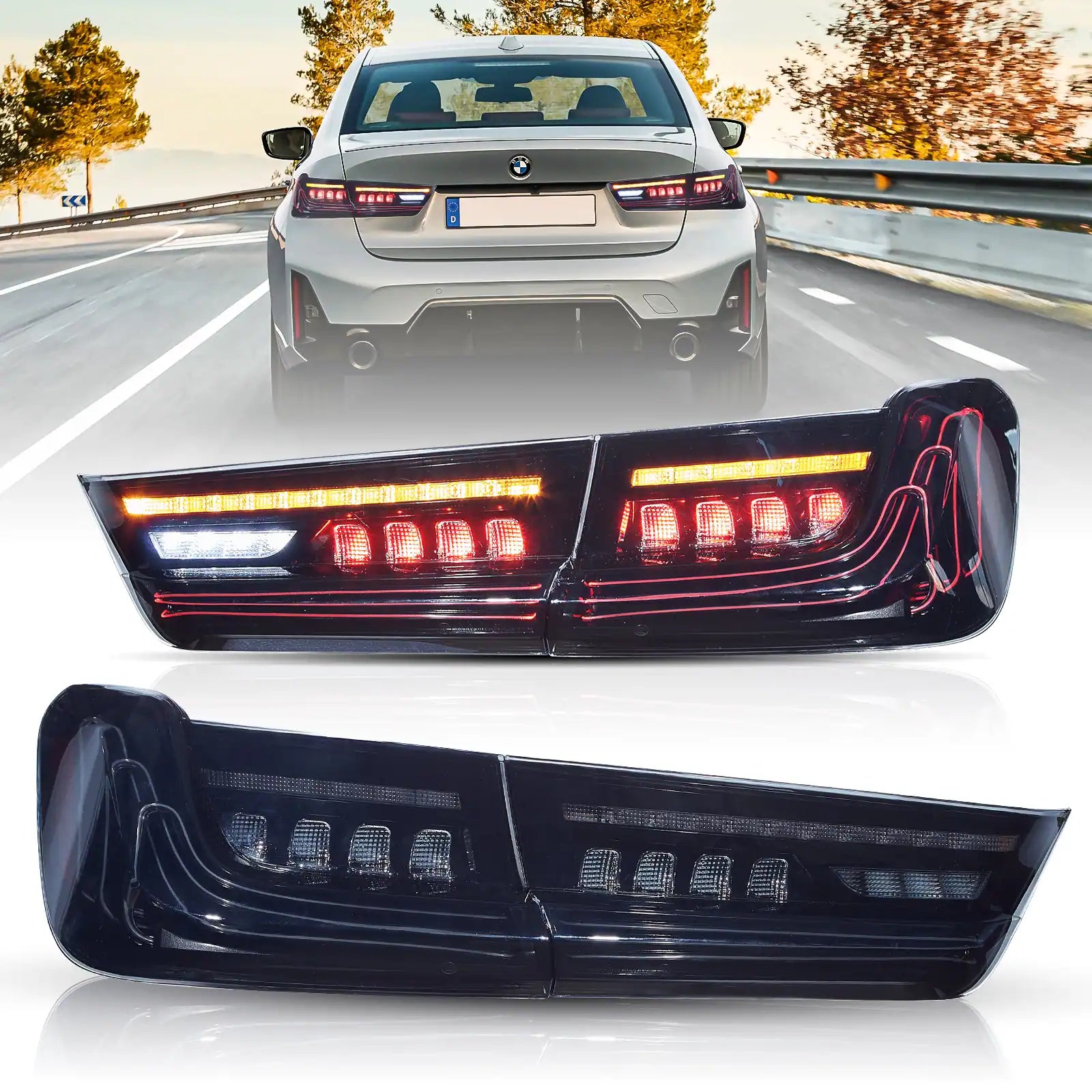 BMW 3 Series Tail lights EU CSL Style 2019-2024 - Smoked